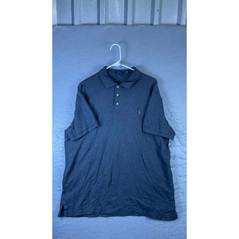 Polo Ralph Lauren Polo Shirt Mens XL Gray Excellent Custom Slim Fit Short Sleeve